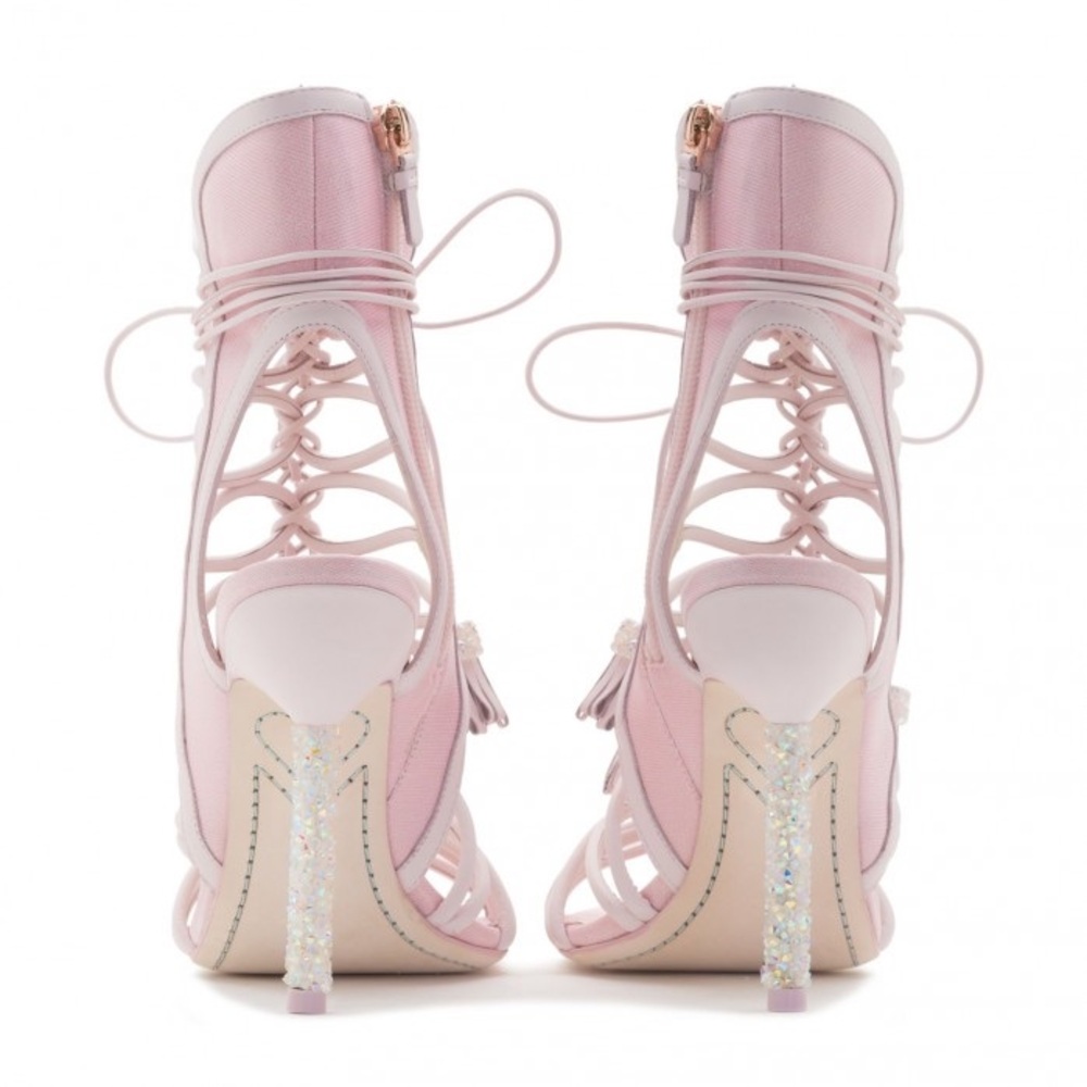 Sophia Webster LACEY pink glitter crystal tassels multi strap sandal hee… - Picture 4 of 9